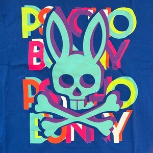 Psycho Bunny Blue Tee with Vibrant Graphic